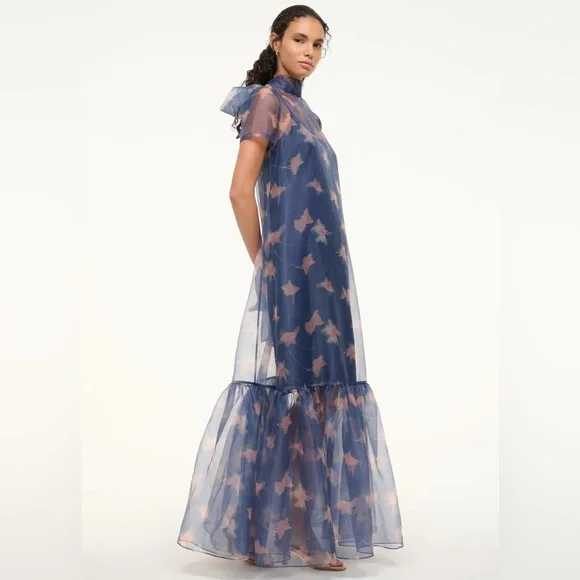 Staud Calluna Dress in Botanical Navy - Picture 2 of 7